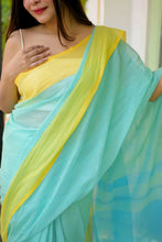 Load image into Gallery viewer, Sea Green Pure Cotton Saree Regular p