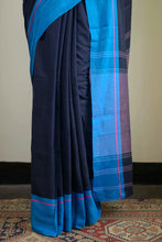 Load image into Gallery viewer, Dark Navy Blue Pure Cotton Saree