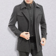 Load image into Gallery viewer, Winter Men Classic Trench Coat Jackets Mens Long Trench Slim Fit Overcoat Blends Wool Warm Outerwear Windbreaker