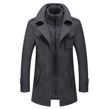 Load image into Gallery viewer, Winter Men Classic Trench Coat Jackets Mens Long Trench Slim Fit Overcoat Blends Wool Warm Outerwear Windbreaker