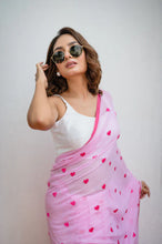 Load image into Gallery viewer, Pink Love Mulmul Cotton Saree