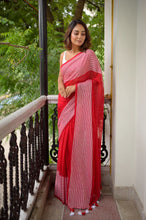 Load image into Gallery viewer, Iconic Red Mulmul Cotton Saree