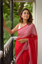 Load image into Gallery viewer, Iconic Red Mulmul Cotton Saree