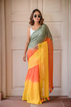 Load image into Gallery viewer, Orange Tie Dye Mulmul Cotton Saree