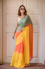 Load image into Gallery viewer, Orange Tie Dye Mulmul Cotton Saree