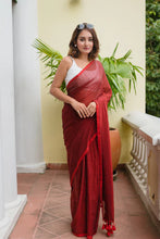 Load image into Gallery viewer, Maroon Mulmul Cotton Saree