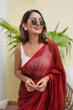 Load image into Gallery viewer, Maroon Mulmul Cotton Saree