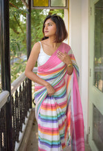 Load image into Gallery viewer, Rainbow Pure Cotton Saree