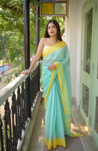Load image into Gallery viewer, Sea Green Pure Cotton Saree Regular p
