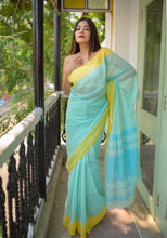 Load image into Gallery viewer, Sea Green Pure Cotton Saree Regular p