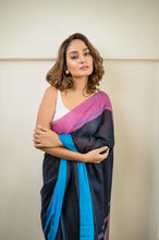 Load image into Gallery viewer, Dark Navy Blue Pure Cotton Saree