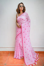 Load image into Gallery viewer, Pink Love Mulmul Cotton Saree