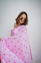 Load image into Gallery viewer, Pink Love Mulmul Cotton Saree