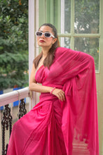 Load image into Gallery viewer, Hot Pink Soft Cotton Saree