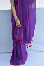 Load image into Gallery viewer, Purple Pink Soft Cotton Saree