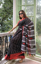 Load image into Gallery viewer, Midnight Black Cotton Saree