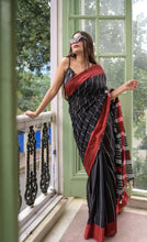 Load image into Gallery viewer, Midnight Black Cotton Saree