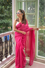 Load image into Gallery viewer, Hot Pink Soft Cotton Saree