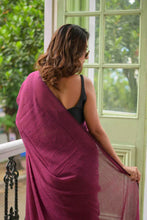 Load image into Gallery viewer, Magenta Mulmul Cotton Saree