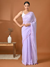 Load image into Gallery viewer, Lavender Mulmul Cotton Saree