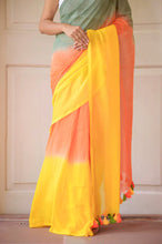 Load image into Gallery viewer, Orange Tie Dye Mulmul Cotton Saree