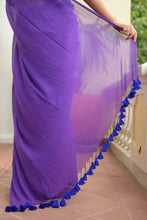 Load image into Gallery viewer, Purple Mulmul Cotton Saree
