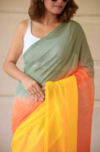 Load image into Gallery viewer, Orange Tie Dye Mulmul Cotton Saree