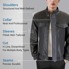 Load image into Gallery viewer, Men's Fashion Barley-Weave Leather Jacket