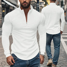 Load image into Gallery viewer, Men's American Retro Autumn And Winter Half-Zip Small Plaid Casual Stand-Up Collar Long-Sleeved Sweatshirt