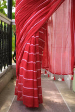 Load image into Gallery viewer, Classic Red Mulmul Cotton Saree
