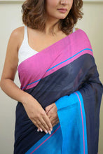 Load image into Gallery viewer, Dark Navy Blue Pure Cotton Saree
