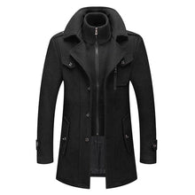 Load image into Gallery viewer, Winter Men Classic Trench Coat Jackets Mens Long Trench Slim Fit Overcoat Blends Wool Warm Outerwear Windbreaker
