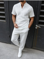 Mens Waffle Knit Two Piece Set
