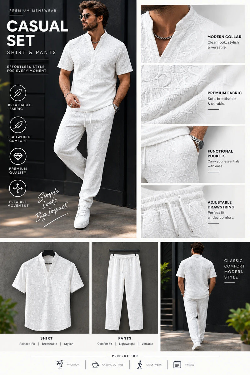 Mens Waffle Knit Two Piece Set