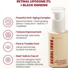 Load image into Gallery viewer, K-SECRET SEOUL 1988 Serum : Retinal Liposome 2% + Black Ginseng 30ml
