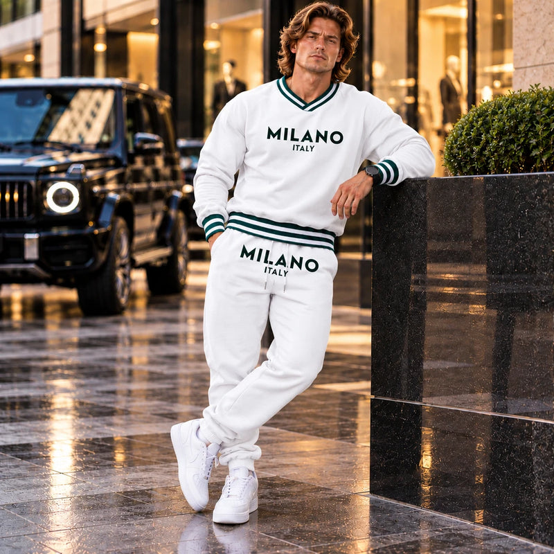Milano Italy White Tracksuit Set