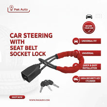 Load image into Gallery viewer, Universal Car Steering Wheel Lock With Seat Belt Socket locks
