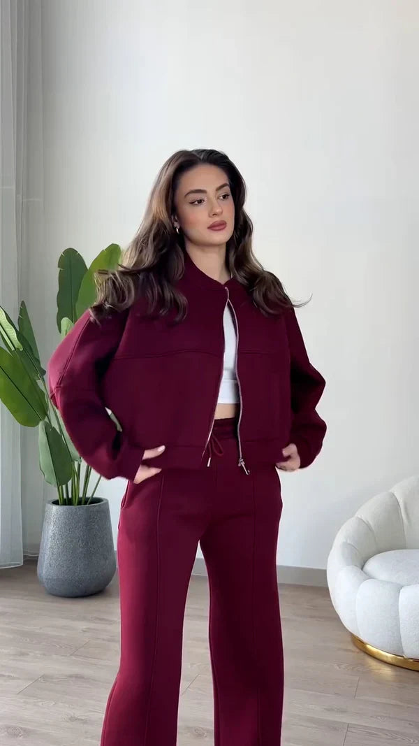 Women Casual Sports Sweatshirt and Jogger Pants (2-piece Set)