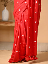 Load image into Gallery viewer, Red Mulmul Cotton Saree
