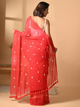Load image into Gallery viewer, Red Mulmul Cotton Saree
