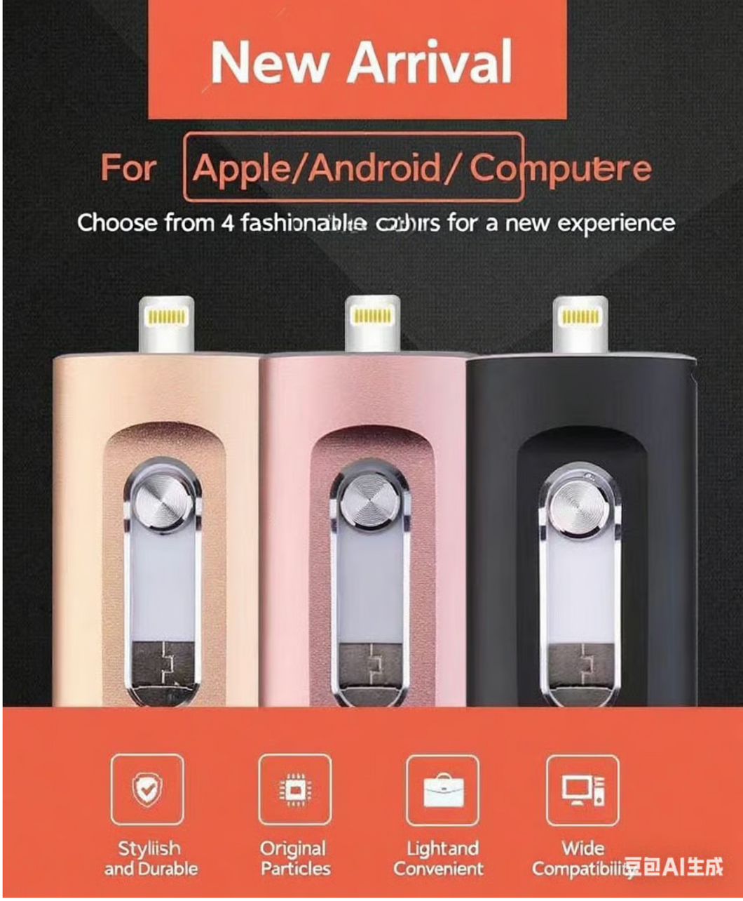 3 in 1 Flash Drive, Portable High Speed USB 3.0 Memory Storage