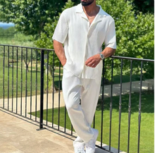 Load image into Gallery viewer, Sports Men Suit Fashion Casual Short-sleeved Trousers Two-piece Set
