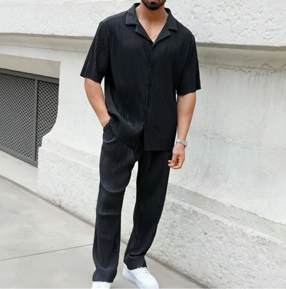 Sports Men Suit Fashion Casual Short-sleeved Trousers Two-piece Set