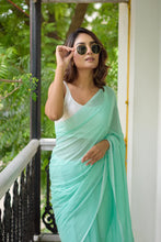 Load image into Gallery viewer, Sea Green Mulmul Cotton Saree

