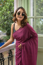 Load image into Gallery viewer, Magenta Mulmul Cotton Saree
