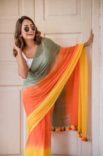 Load image into Gallery viewer, Orange Tie Dye Mulmul Cotton Saree
