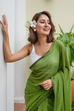 Load image into Gallery viewer, Green Mulmul Cotton Saree
