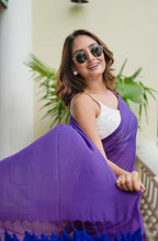 Load image into Gallery viewer, Purple Mulmul Cotton Saree
