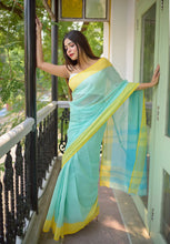 Load image into Gallery viewer, Sea Green Pure Cotton Saree Regular p
