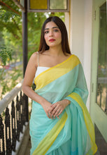Load image into Gallery viewer, Sea Green Pure Cotton Saree Regular p
